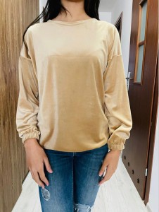 Bluza welur oversize - beżowy